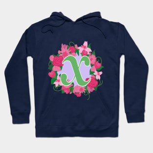 Monogram X, Personalized Floral Initial Hoodie